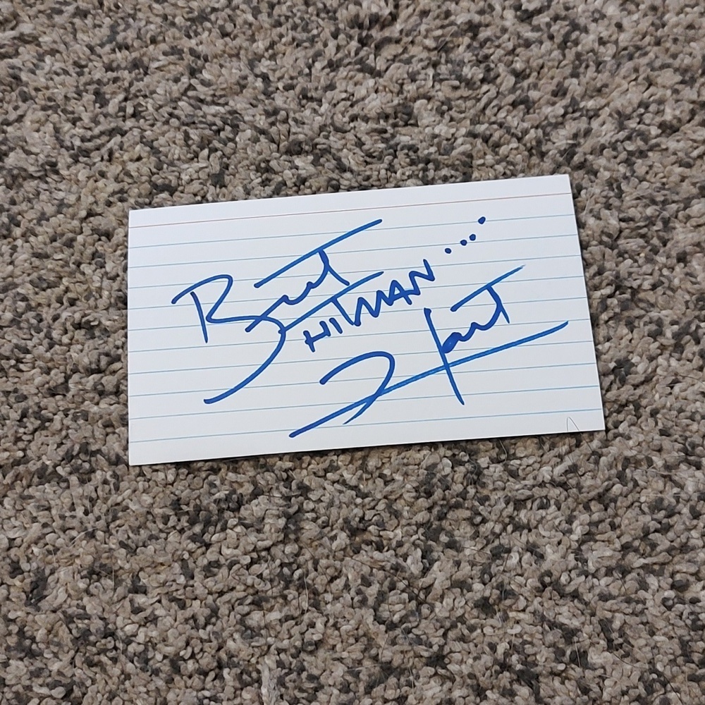 Bret Hitman Hart Signed Index Card